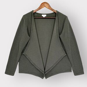 PureJill Open Cardigan Women XS Green‎ Textured Stretch Long Sleeve F11